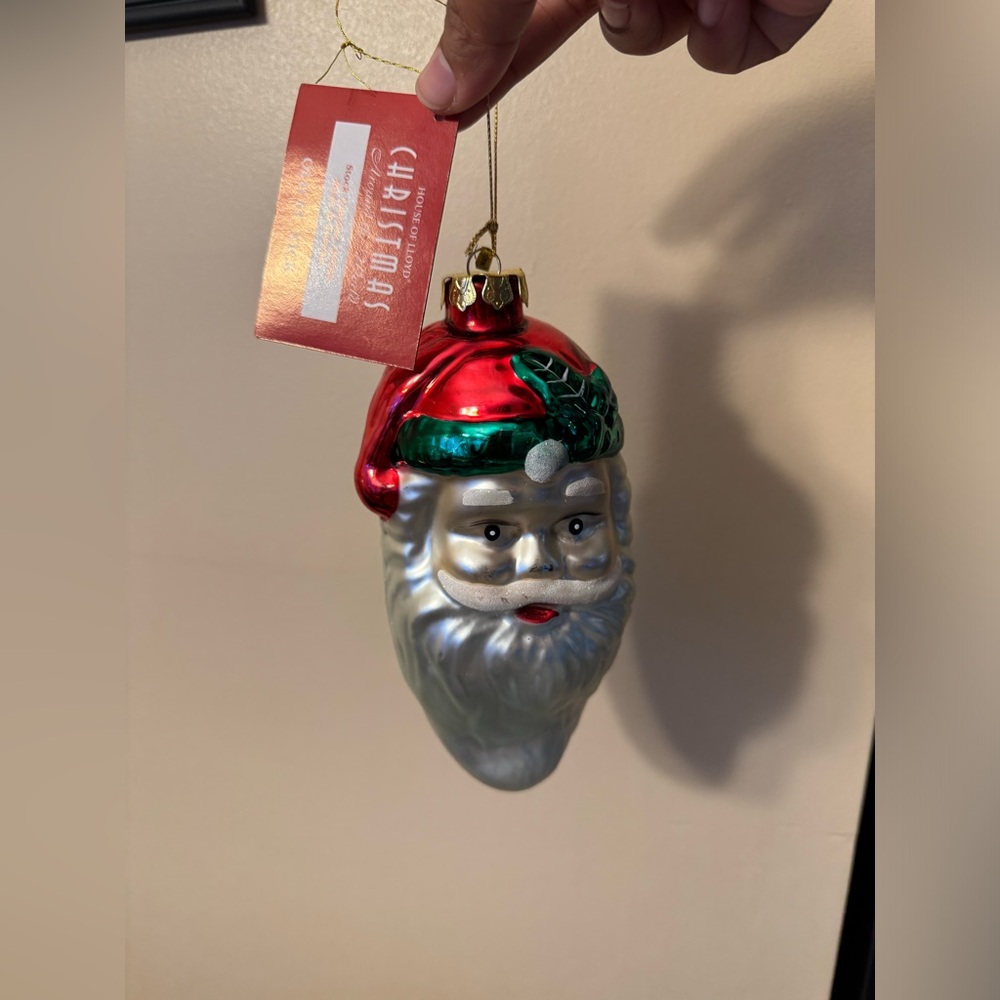 Christmas Glass Ornament Large Santa Old‎ St Nick 8" VTG House of Lloyd NIB